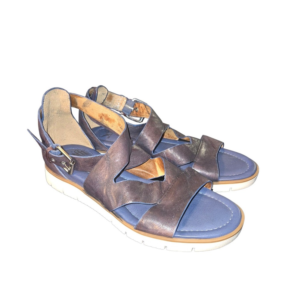 Sofft Mirabelle Strappy Sandals Womens 8M Navy Blue Leather Heeled Comfort Shoe